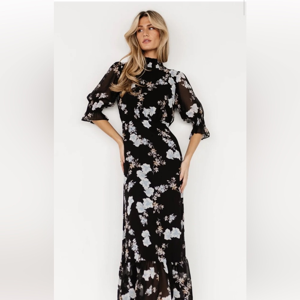 NWT Baltic Born Marie Mock Neck Maxi floral dress XL